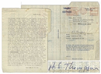 Hunter Thompson Letter Signed -- ...I am living in a world of cracks, breaks, fizzles, lies, treachery, & overall thirdrateness...